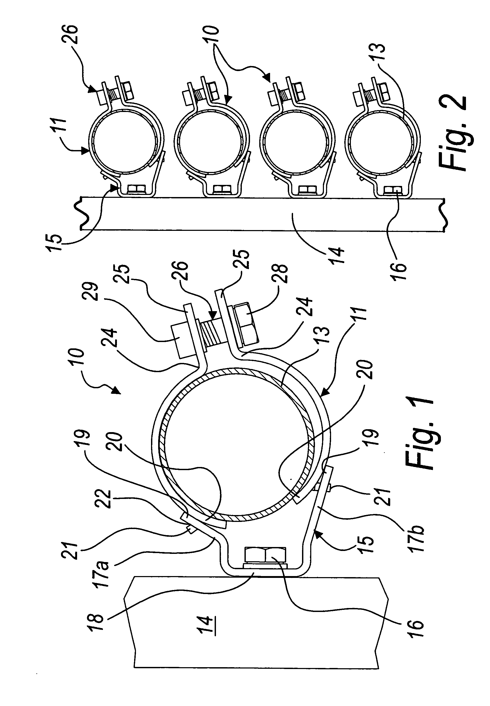 Device for fixing pipes to supporting structures