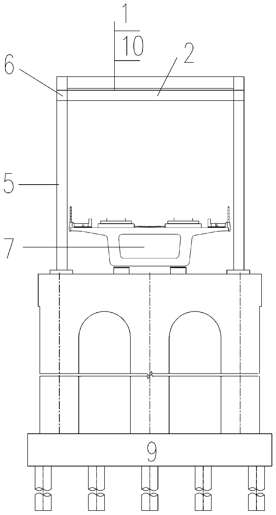 Railway pier and triangular bracket cross-brace rockfall prevention structure