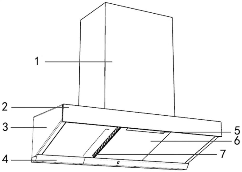 Range hood with inward air inlets and dual opening-closing