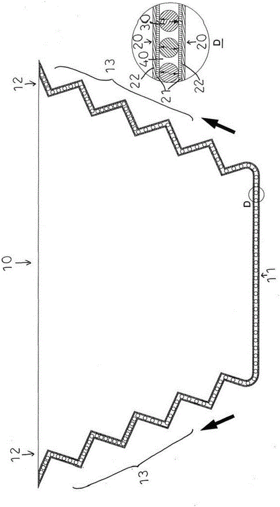 A container for compounding expanded particles between inner and outer layers of film