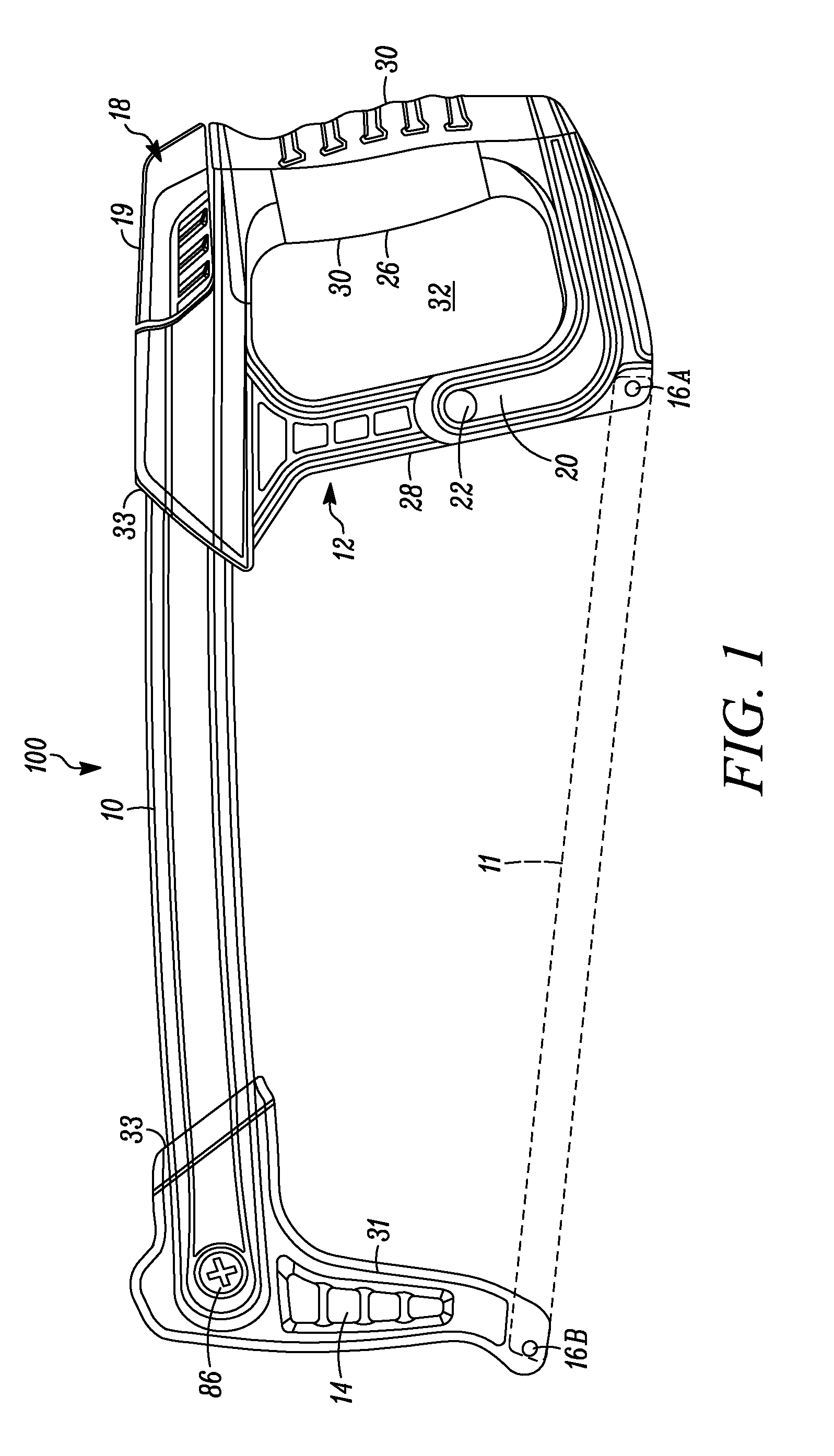 Hacksaw with blade tensioning mechanism