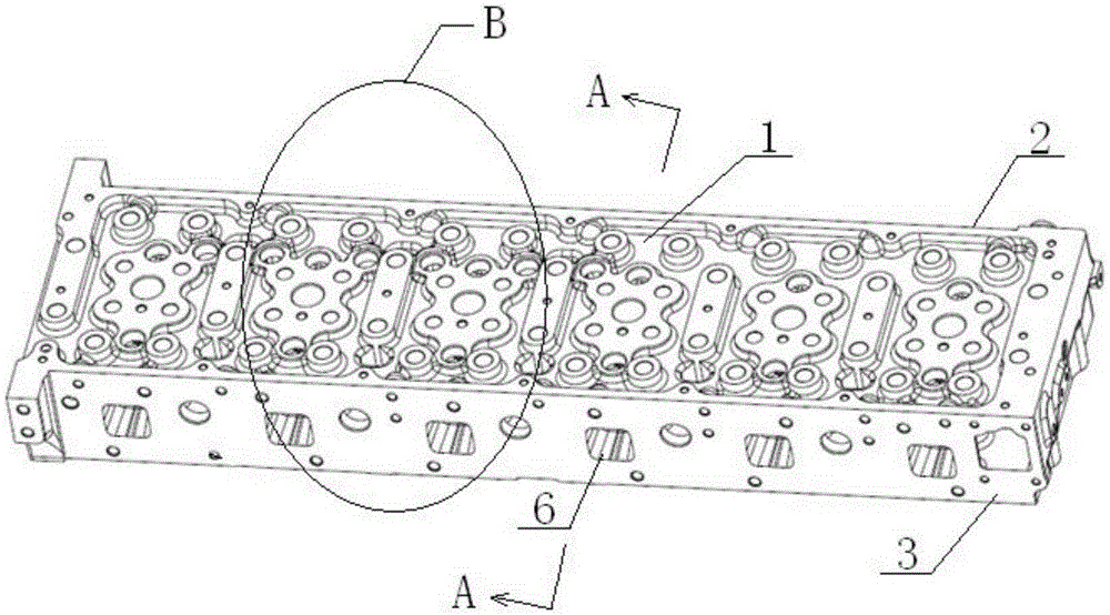 Diesel engine integral cylinder cover with air valves arranged in parallel