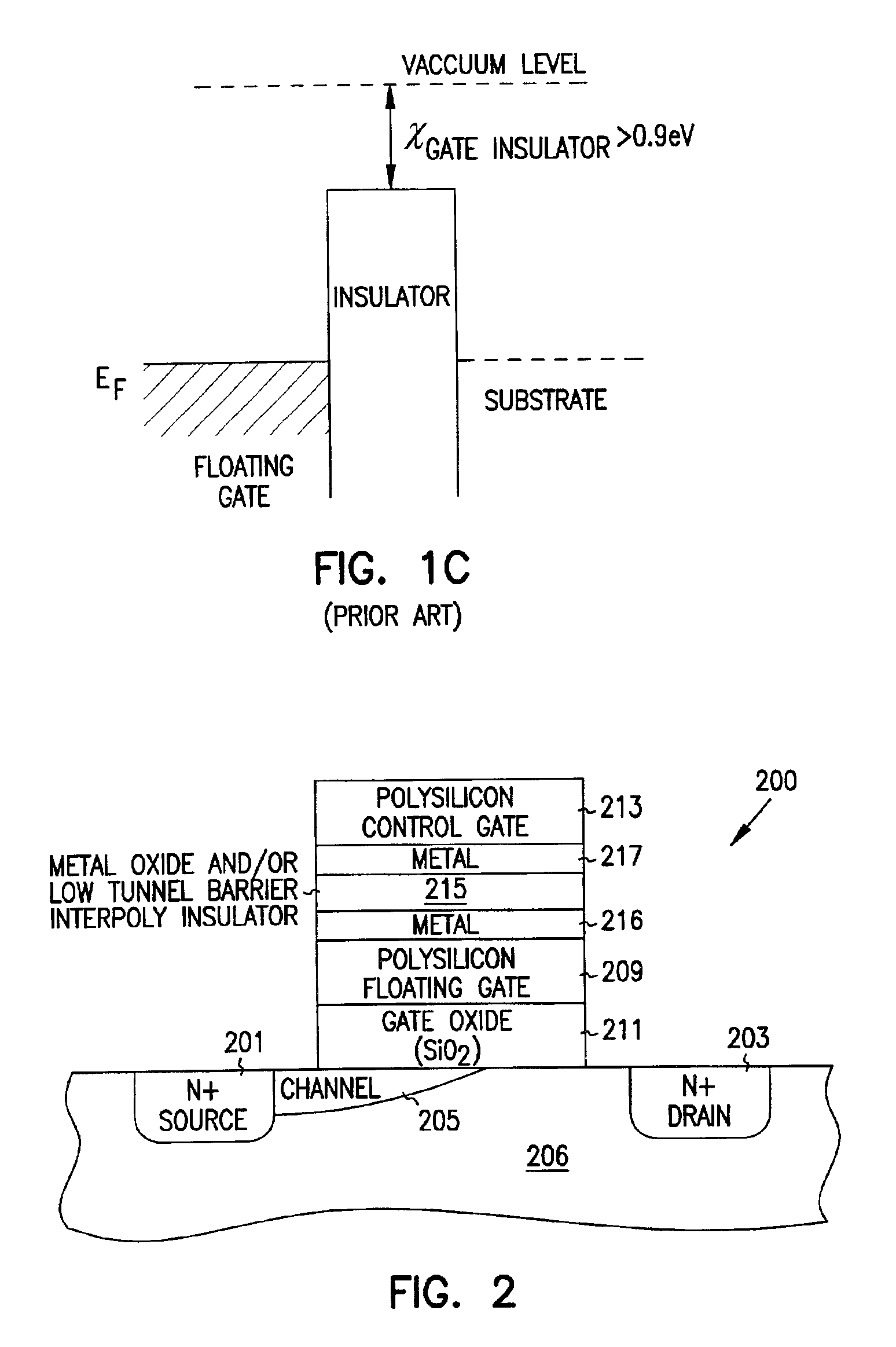 Flash memory with low tunnel barrier interpoly insulators