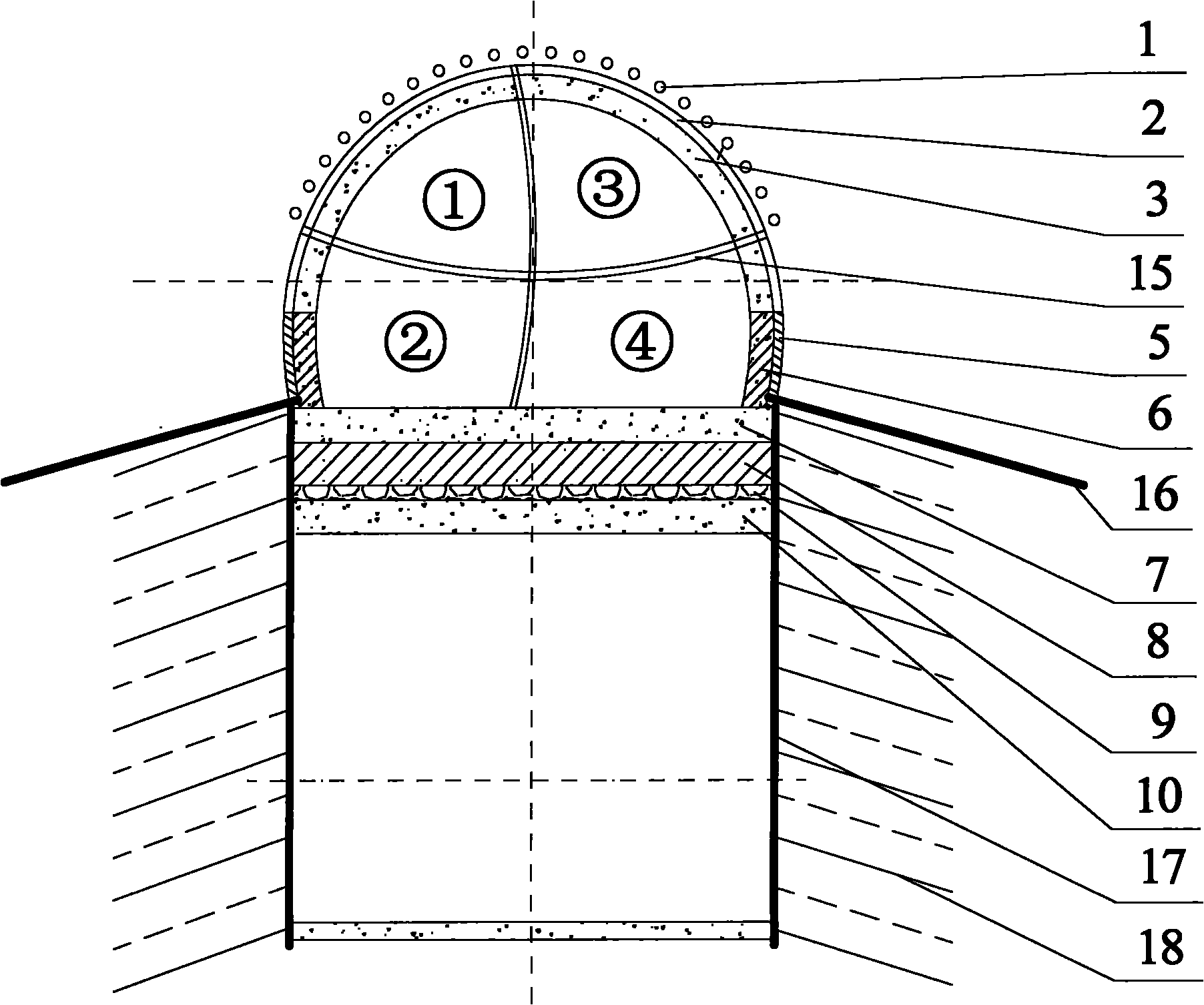 Zero spacing construction method for overlapping part of upper main tunnel and lower main tunnel of underground overpass
