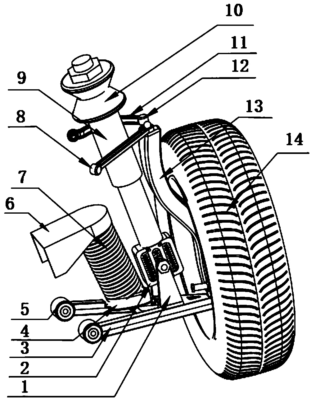 Active suspension having spiral spring and rubber spring non-concentric with each other