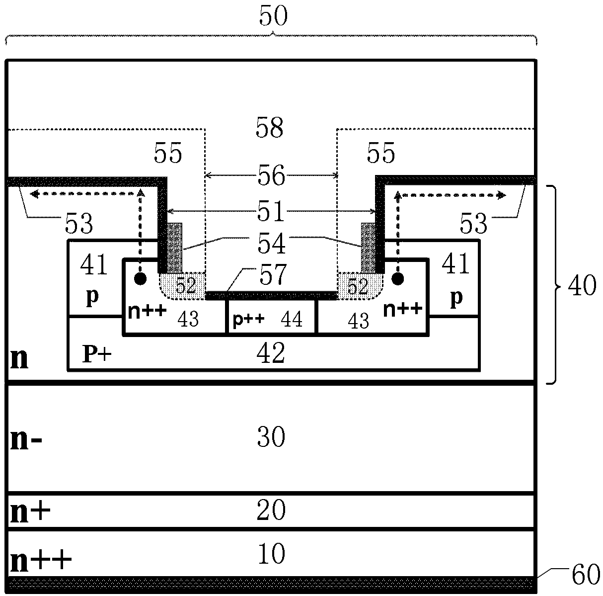 Silicon carbide groove-shaped metal-oxide-semiconductor field-effect transistors (MOSFETs) and fabrication method thereof