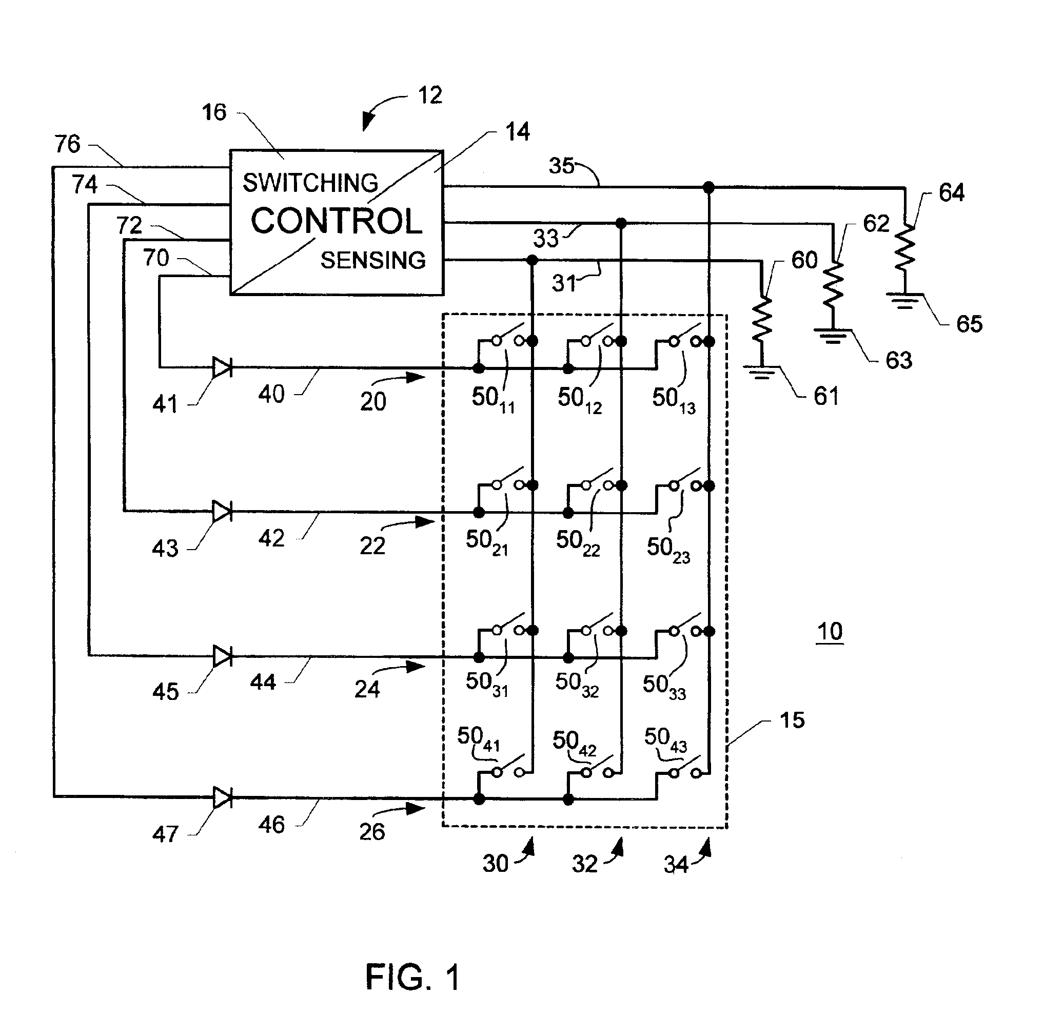 Apparatus and method for controlling an electrical switch array