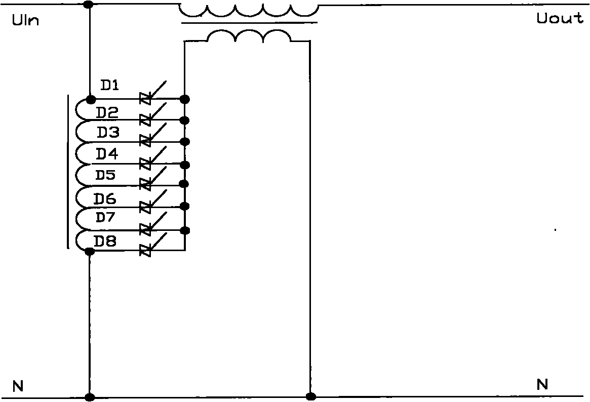 AC voltage-stabilizing energy-saving device of compensation transformer