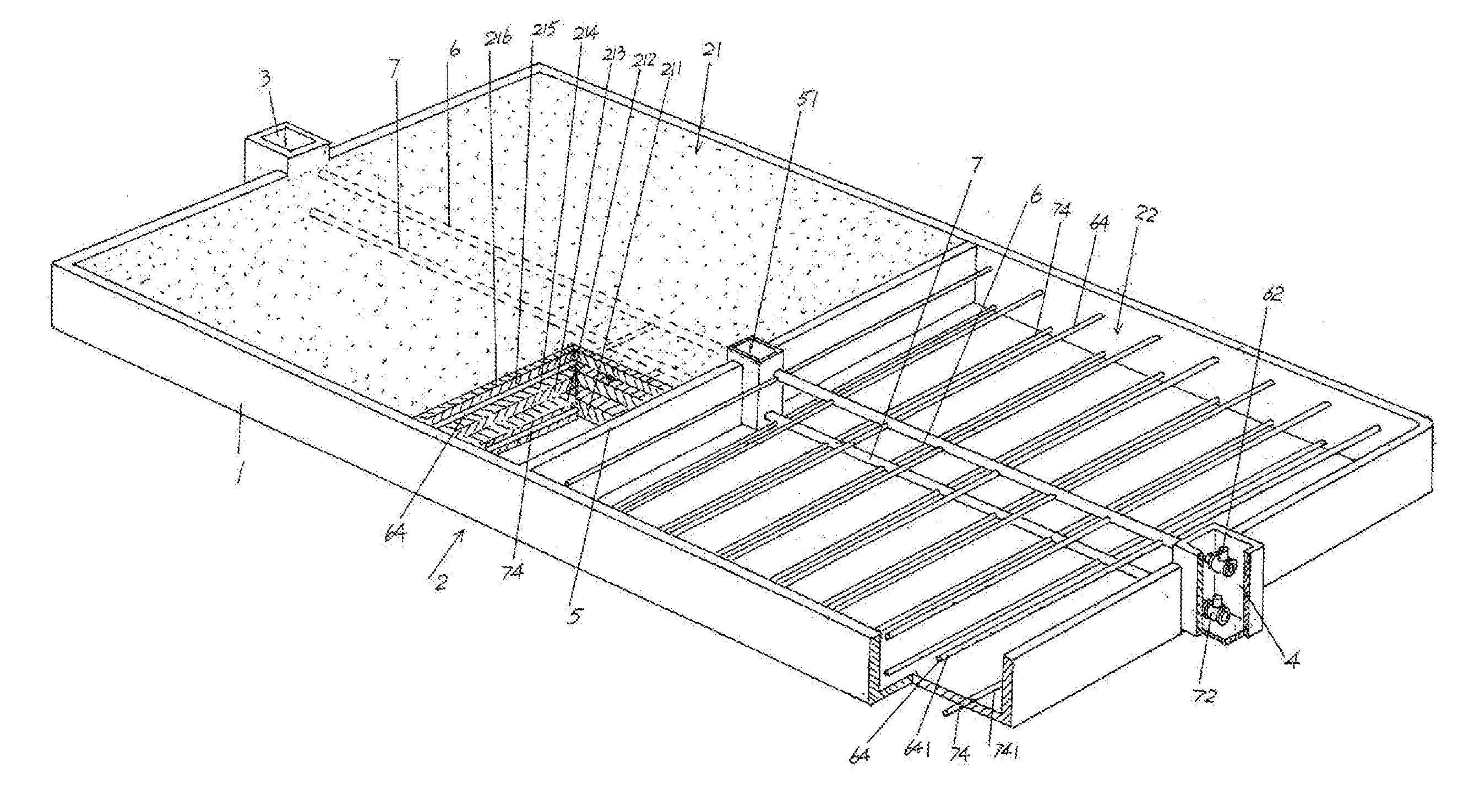 Device for artificial wetland sewage treatment and method for treating sewage thereof