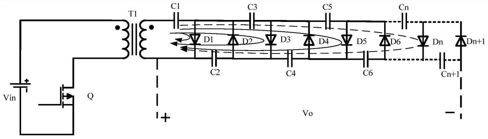 Ultrahigh-voltage aerospace switching power supply circuit topological structure