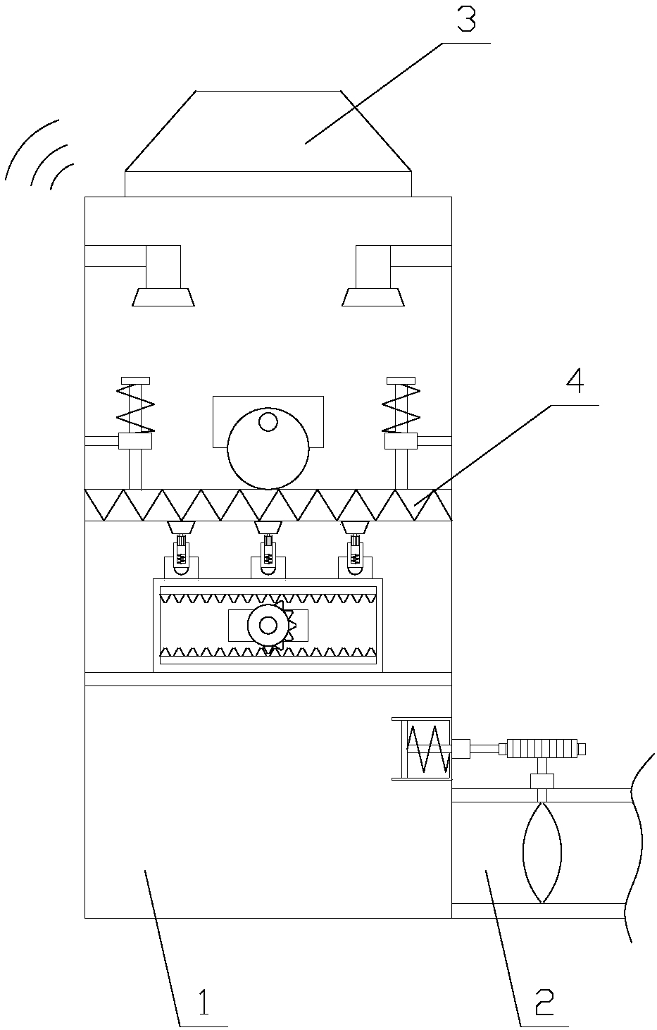 Waste gas purification equipment with functions of particulate matter removal and air pressure adjustment