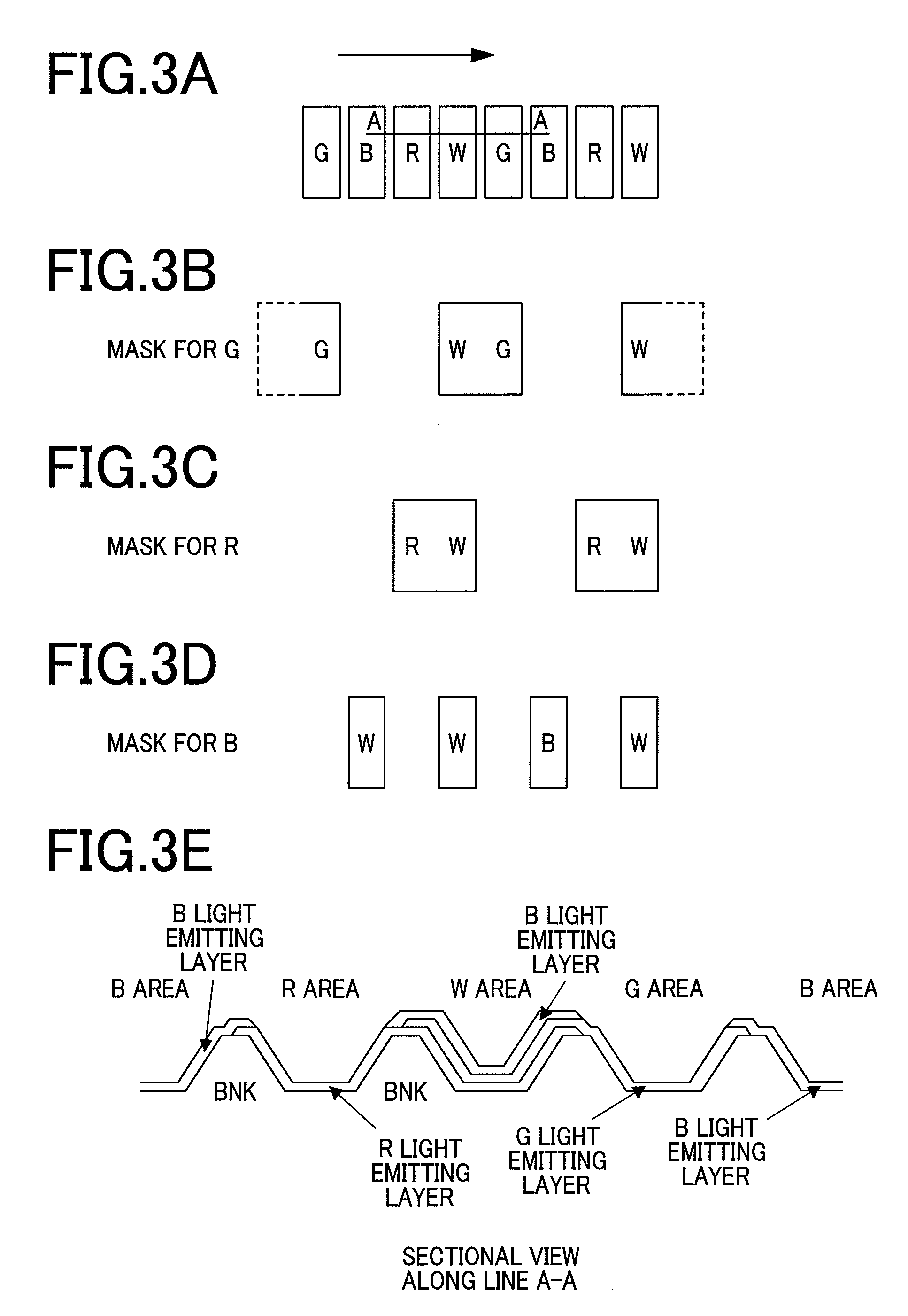 Organic electroluminescence display device having red, green, blue and white pixels