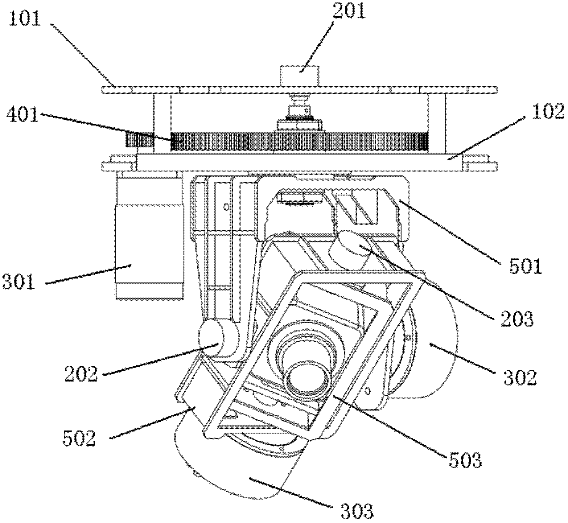 Frame type three degree-of-freedom cradle head control system and control method thereof