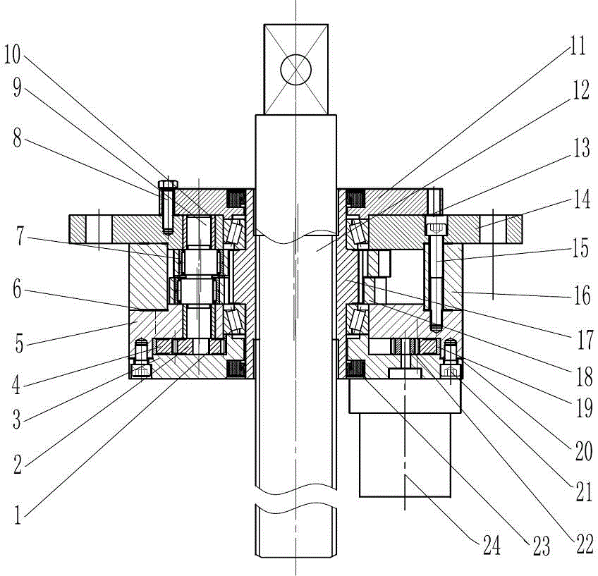 Reduction gear with group drive of involute gear and cycloid gear