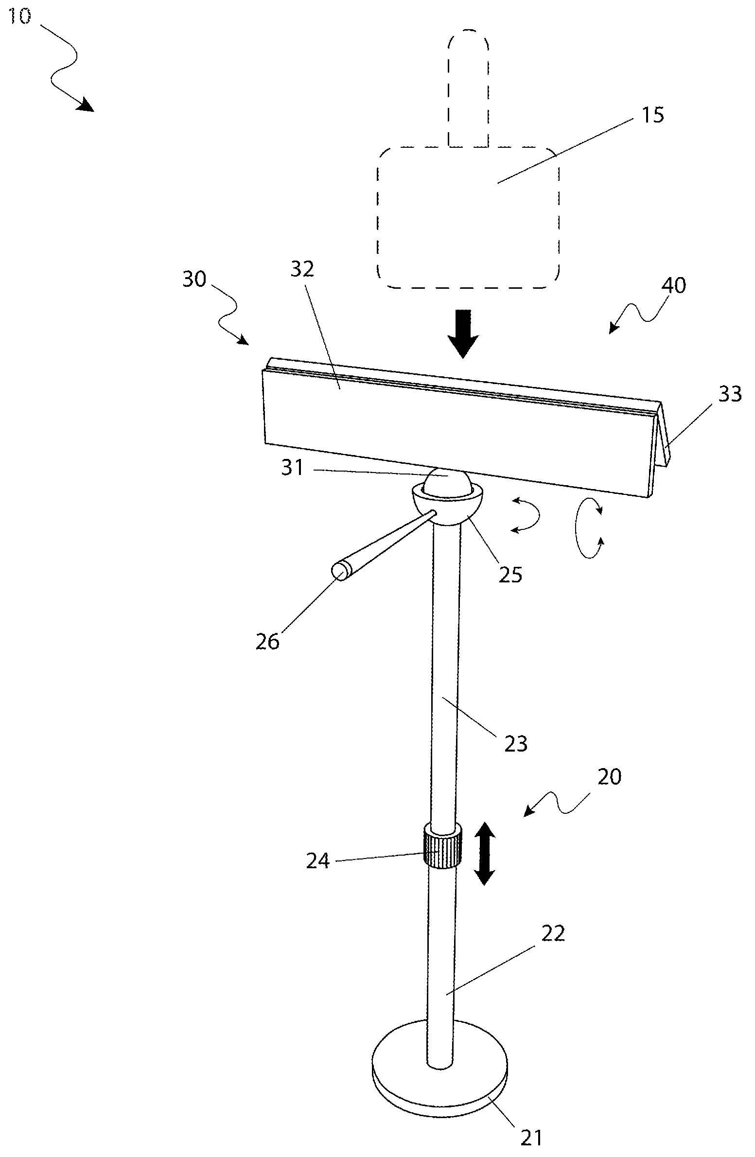 Portable, adjustable mirror stand