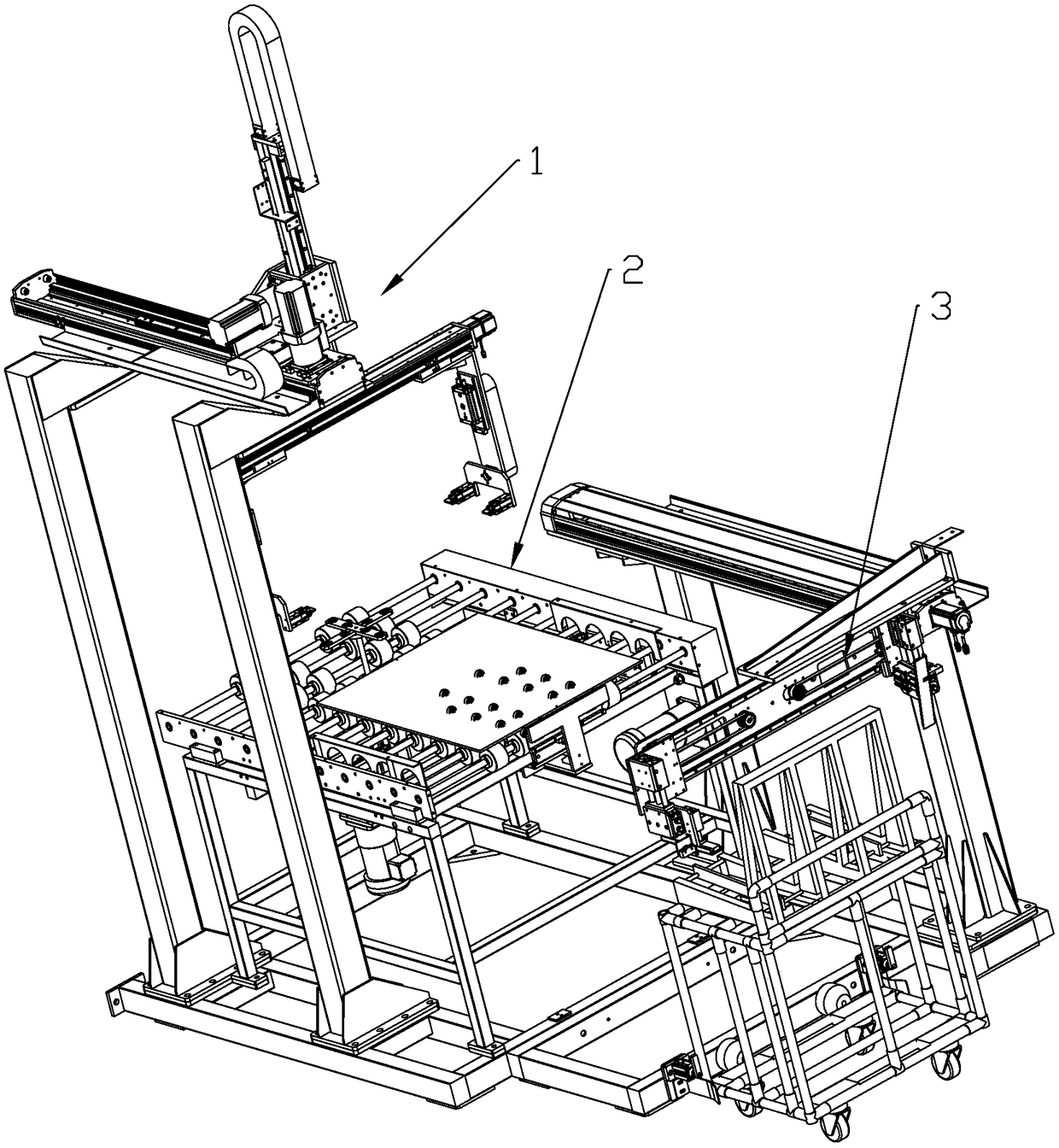 Automatic discharging and stacking device for PCBs