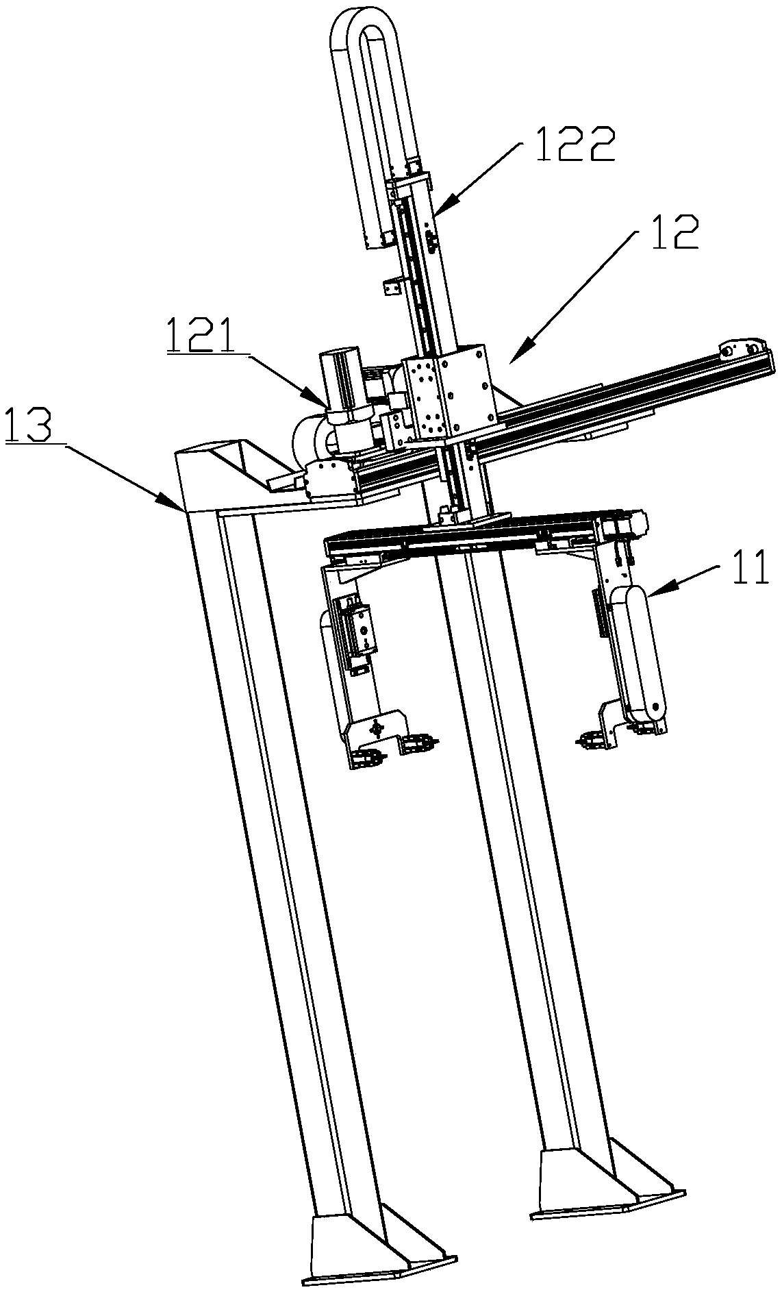 Automatic discharging and stacking device for PCBs