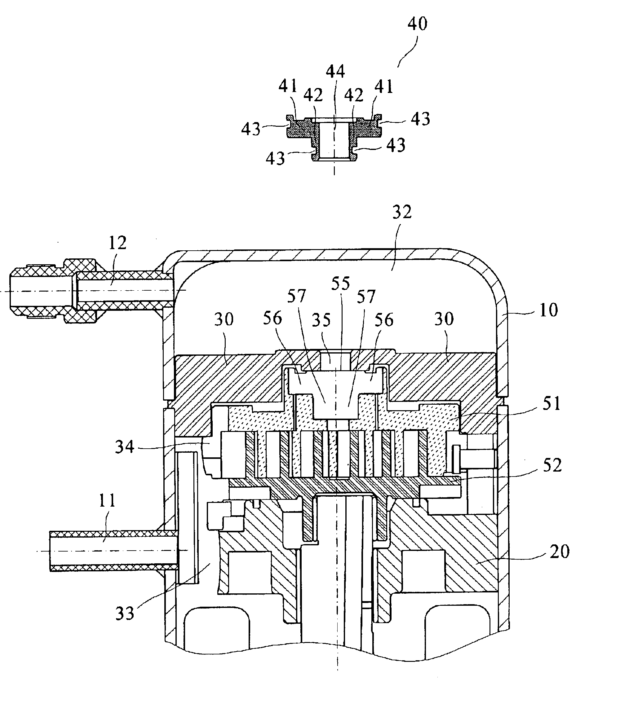 Load-regulating device for scroll type compressors