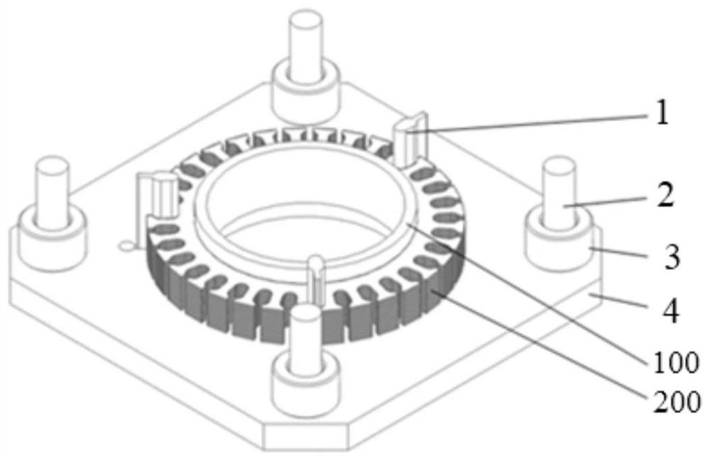 High-precision motor rotor iron core stacking mold and stacking forming method of rotor iron core