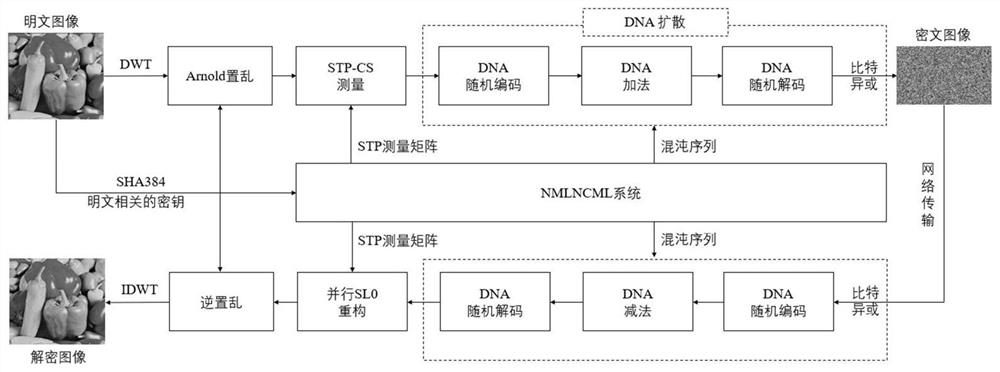 Digital image encryption method based on spatiotemporal chaotic system and semi-tensor product compressed sensing