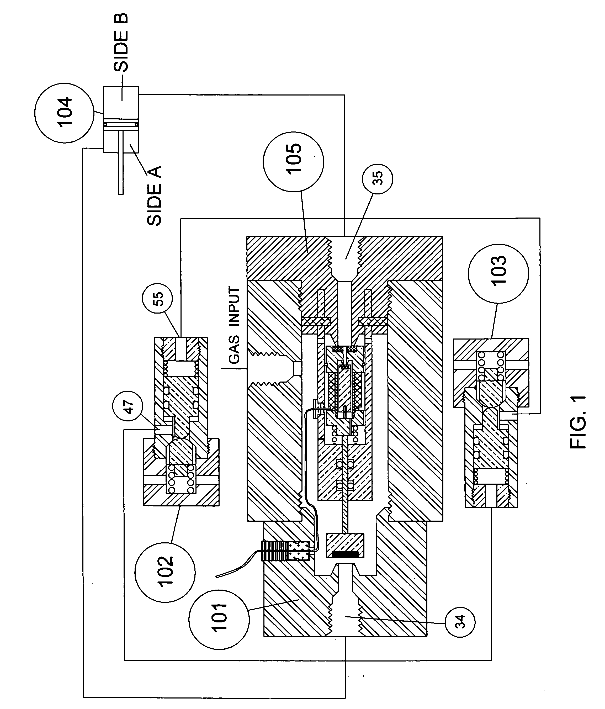 Three-way, two-position in-tube solenoid gas valve assembly