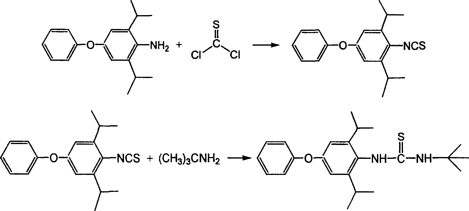 Method for preparing 1-tert butyl-3-(2,6-diisopropyl-4-phenyl cxypheny) thiourea