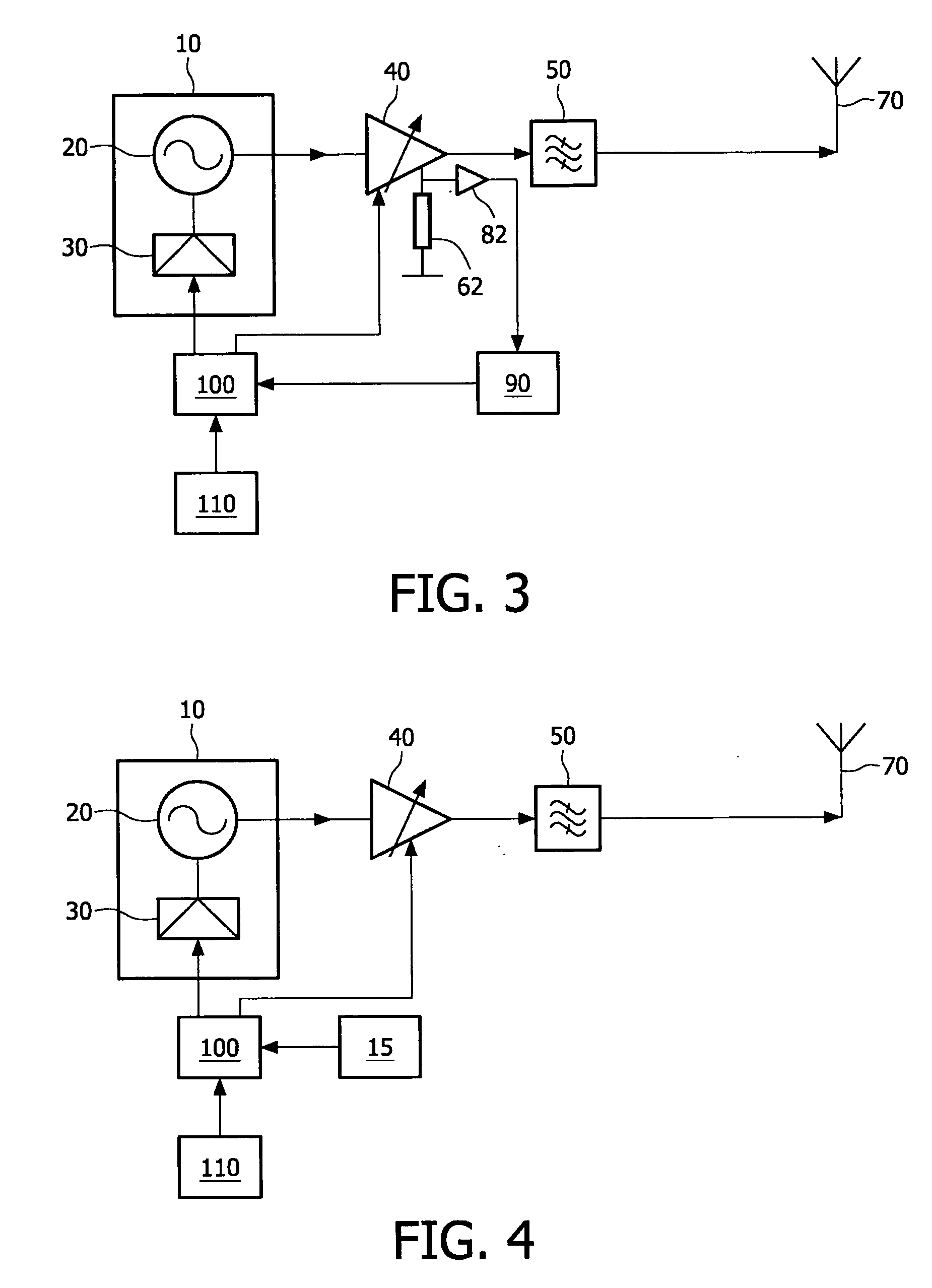 Equalizer system for emitting a quas i-constant power output RF signal in a frequency band