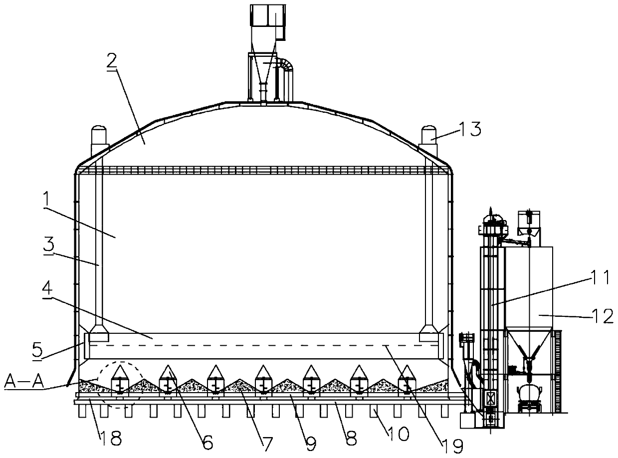 Flat plate base type accelerated discharge device and steel plate bin thereof