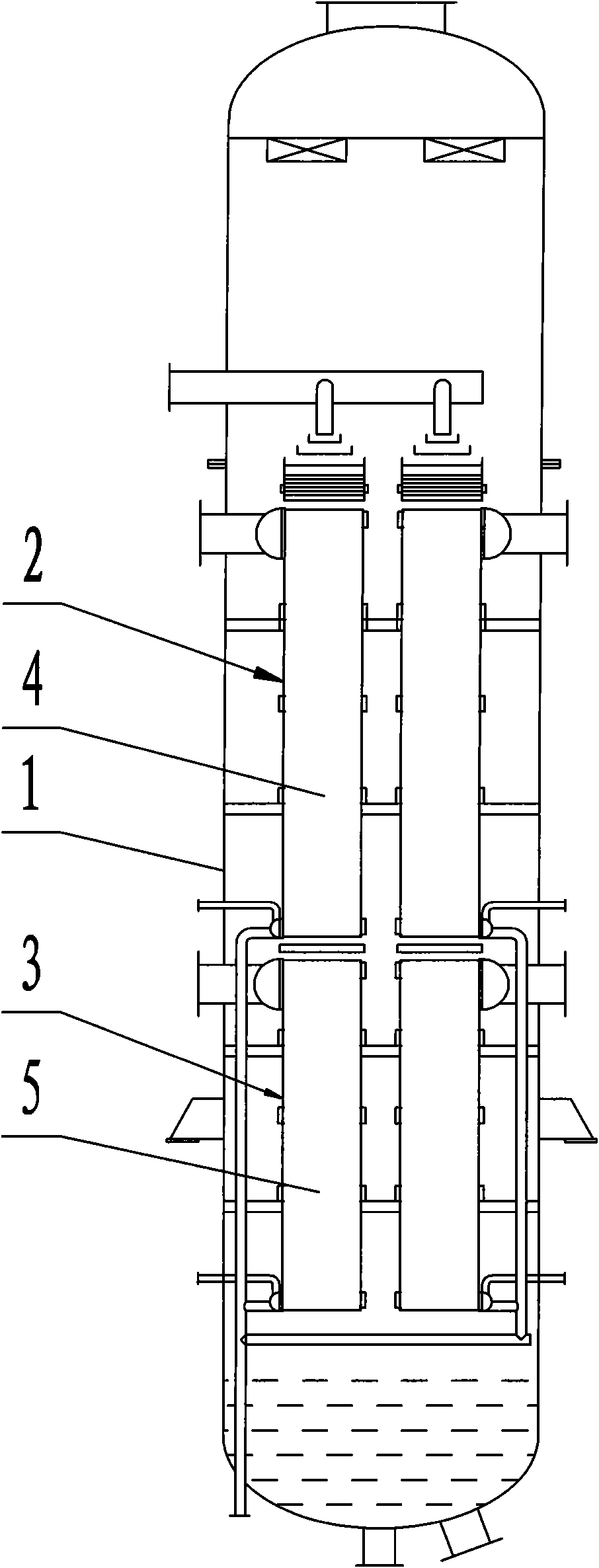 Heater structure in plate-type falling film evaporator