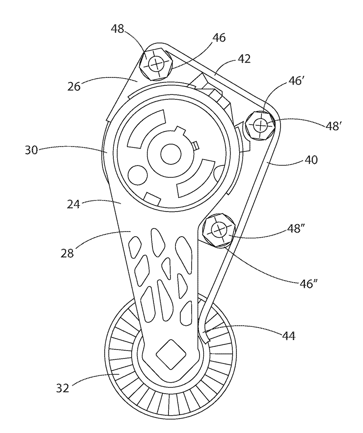 External spring to increase tension on belt tensioner for internal combustion engine