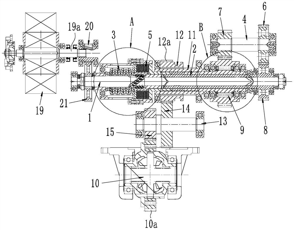 Central driving self-adaptive speed change assembly of tricycle
