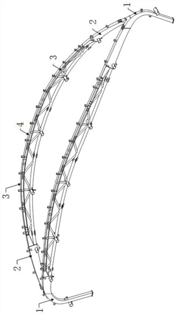 A hyperbolic arc long-span steel truss and its manufacturing method