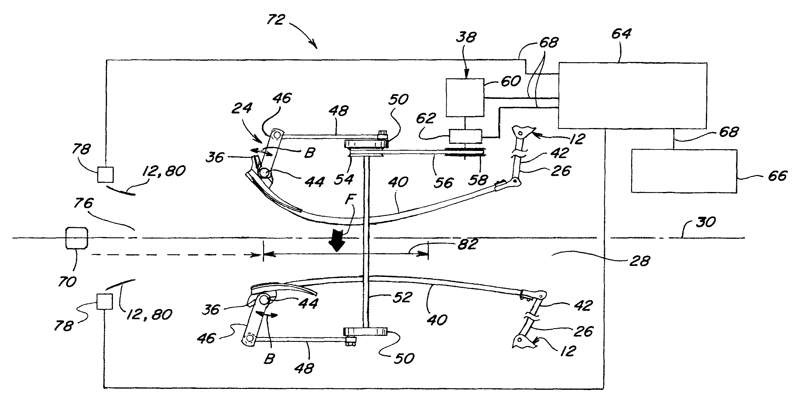 Fruit harvester with system and method for detecting and reducing forces exerted against rigid standing objects