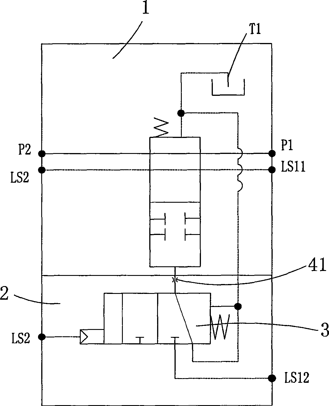Load-sensitive and logical double-pump switching valve structure