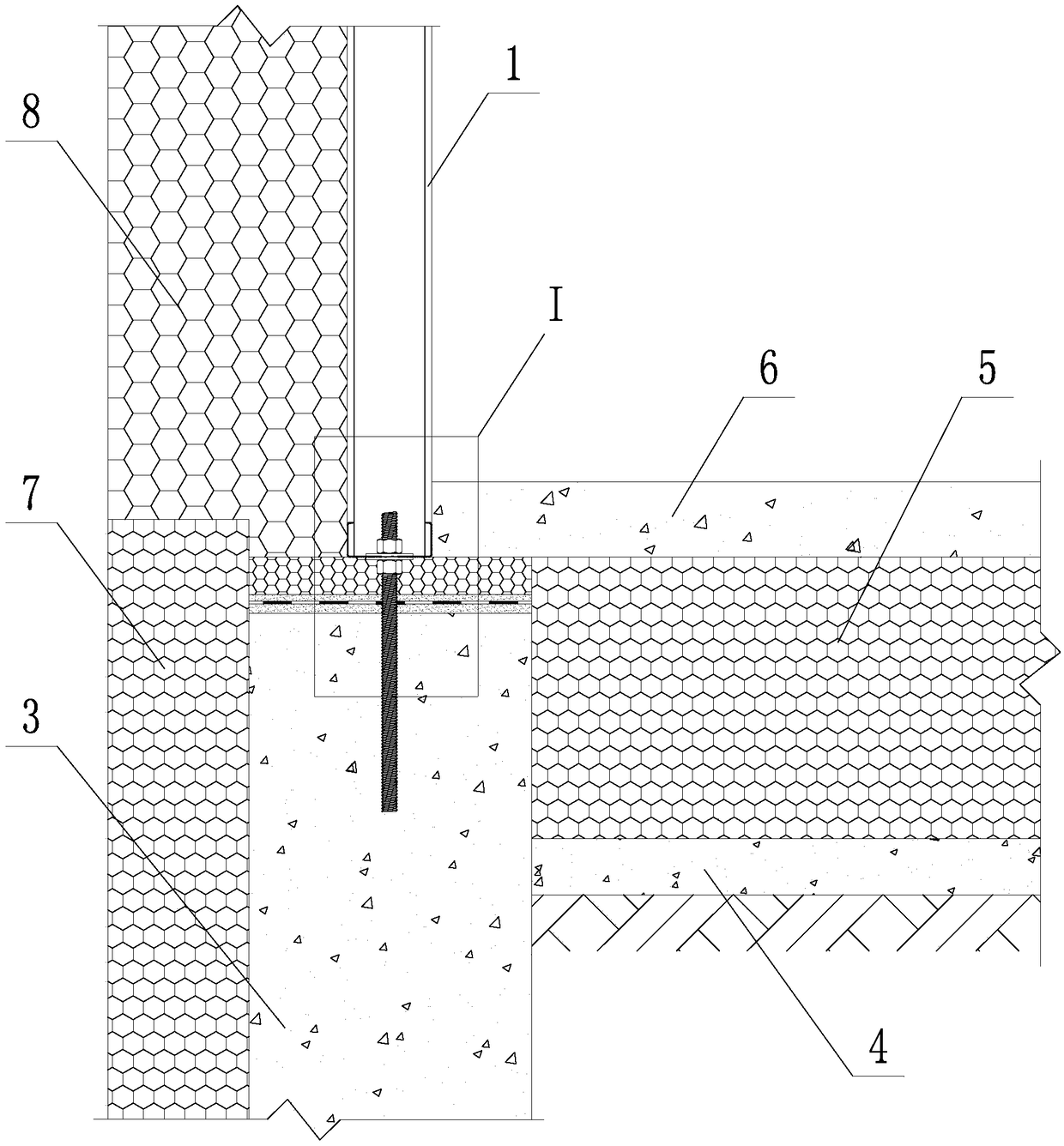 Steel keel building wall and foundation heat insulation bridge structure and construction method