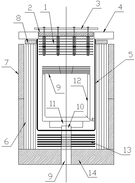 A thermal field structure of square sapphire single crystal furnace