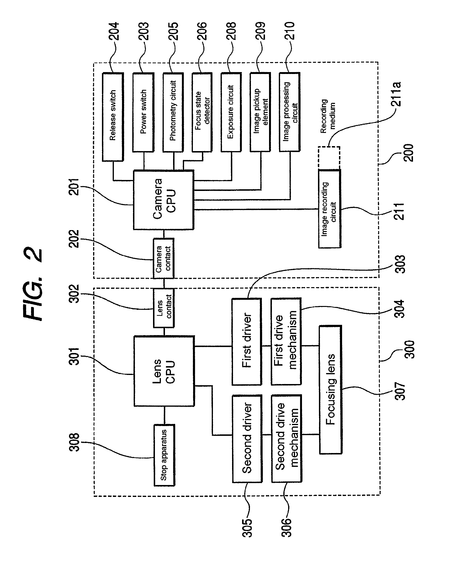 Detachable lens apparatus, camera system and camera for accurate automatic focusing using two driving mechanisms