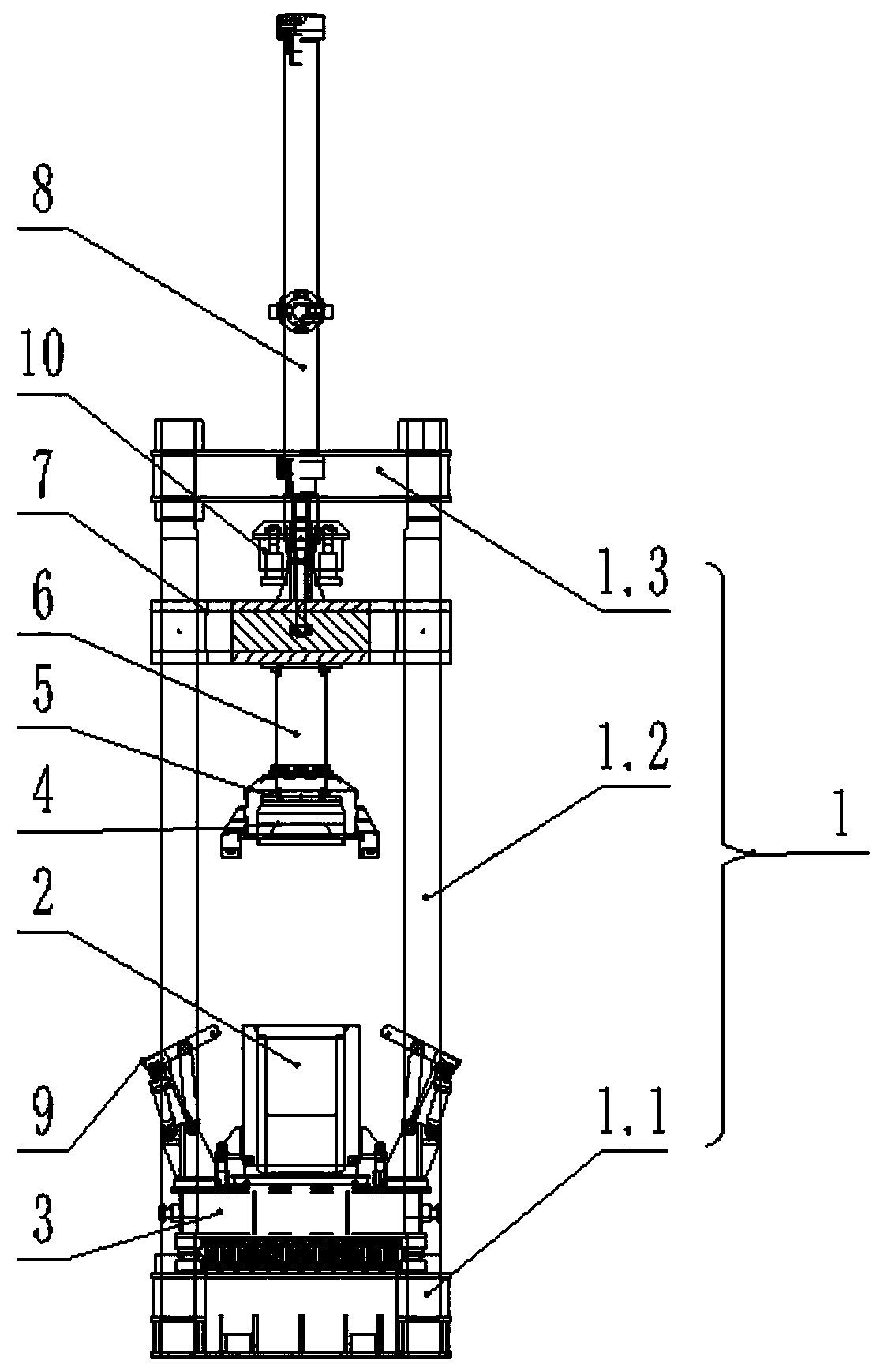 Four-column guide vacuumizing pressurizing vibration forming machine