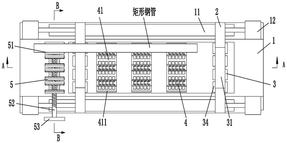 A fixed fixture for simultaneous cutting of multiple rectangular steel pipes