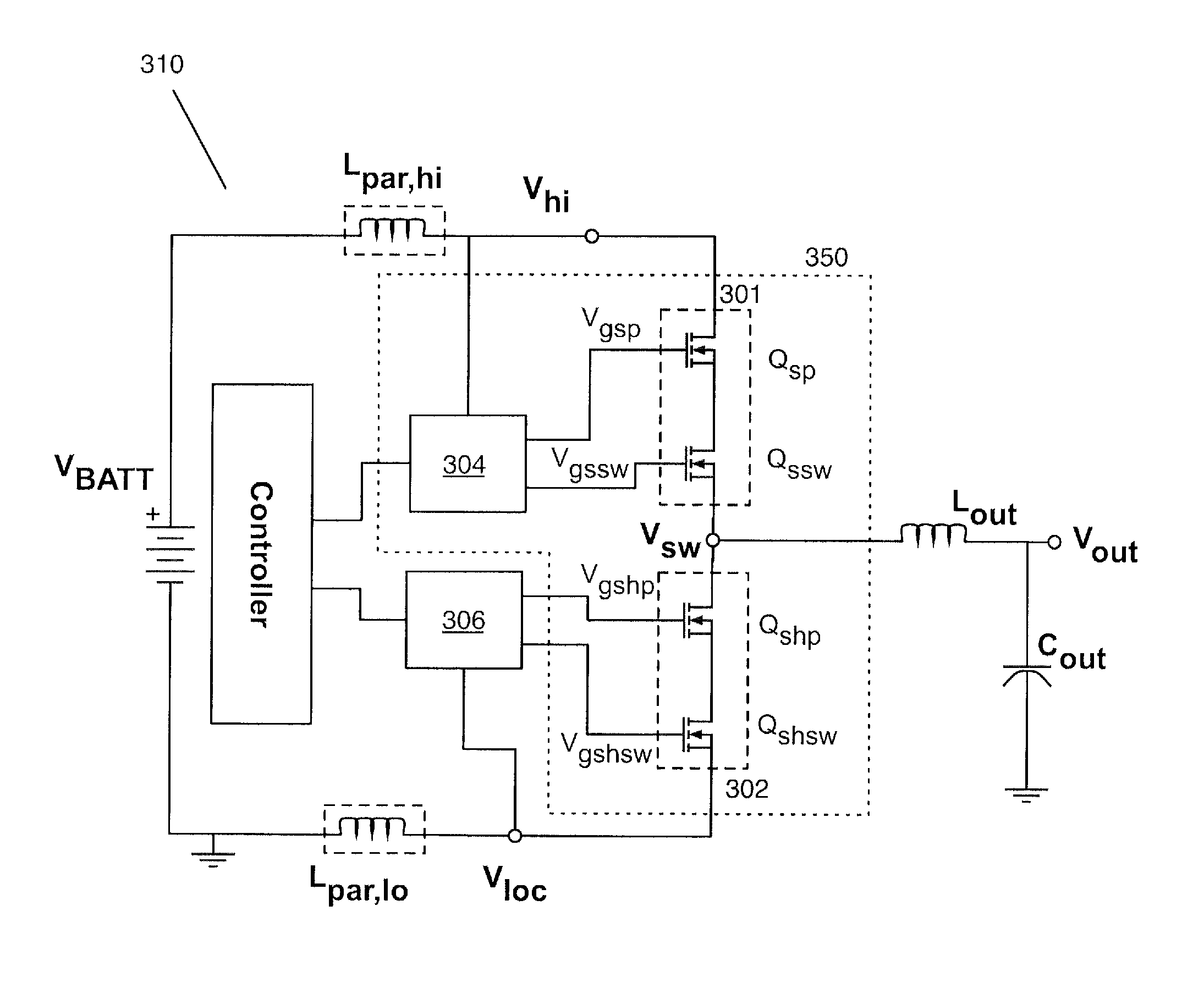 Stacked NMOS DC-to-DC power conversion