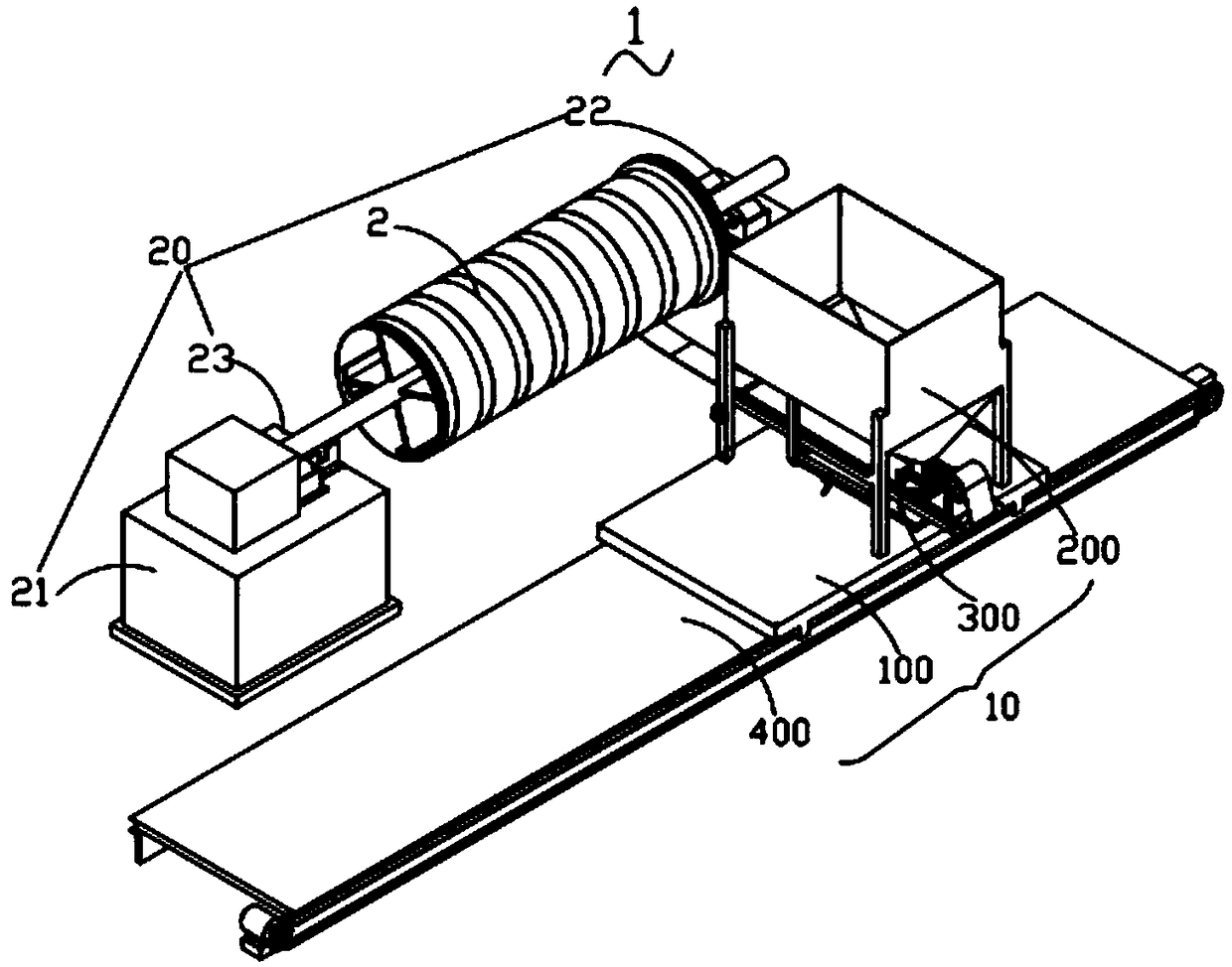 Sand layer laying device for producing fiber reinforced plastic composite pipe lining