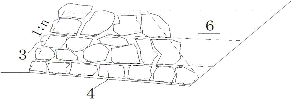 Rock block gravity-type retaining wall and construction method thereof