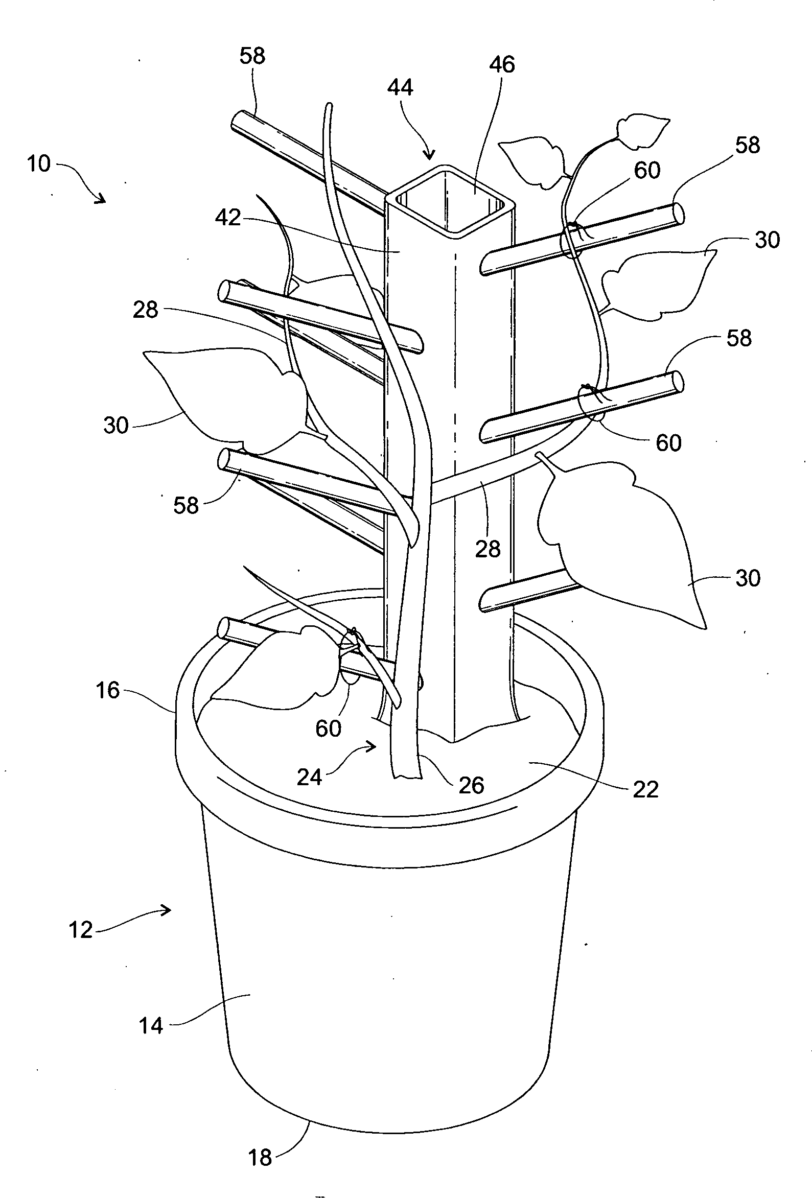 Flower pot plant hold up device