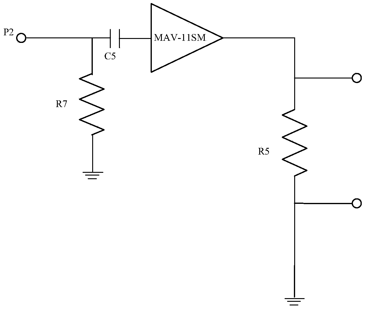 On-line nuclear magnetic resonance broadband radio frequency signal power amplifier circuit