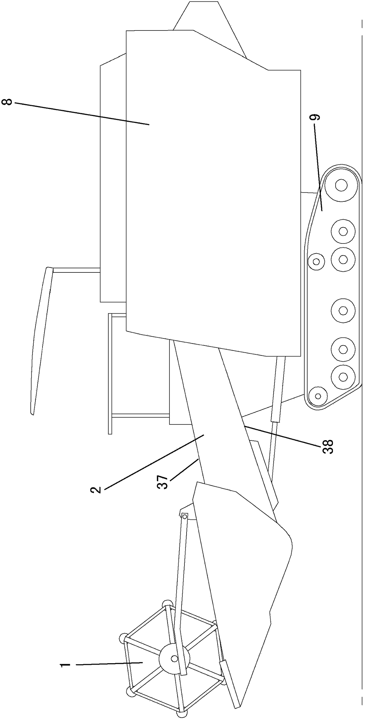 Conveying device for combine harvester and harvester with same