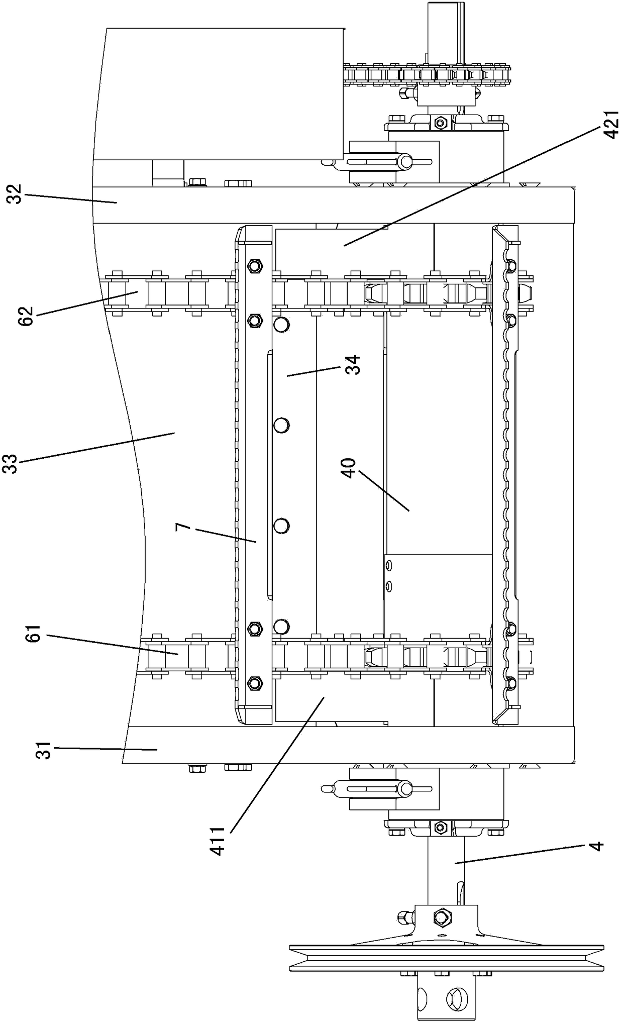 Conveying device for combine harvester and harvester with same