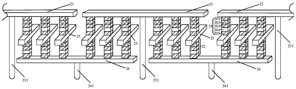 Three-dimensional memory having four stacked layers