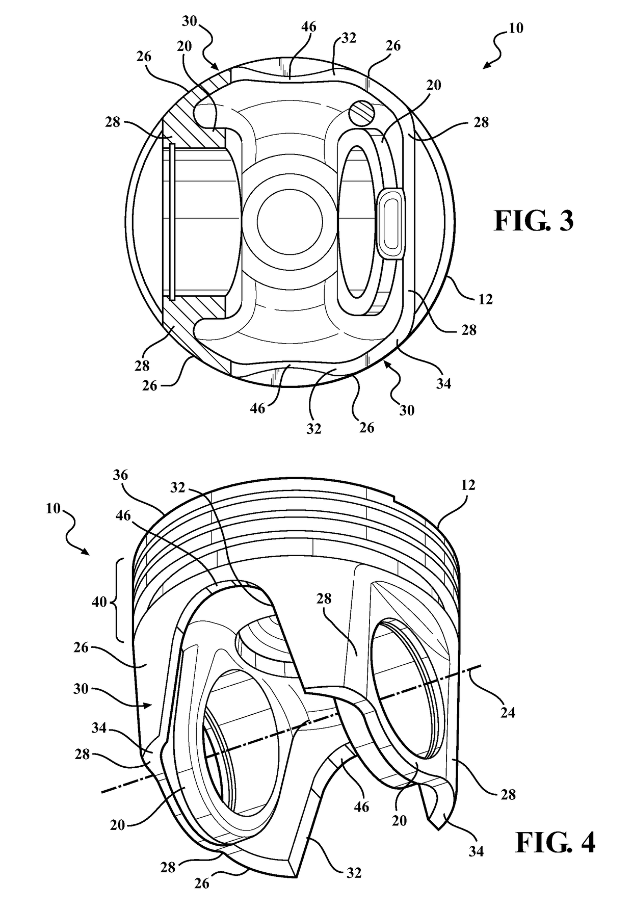 Monobloc piston with a low friction skirt