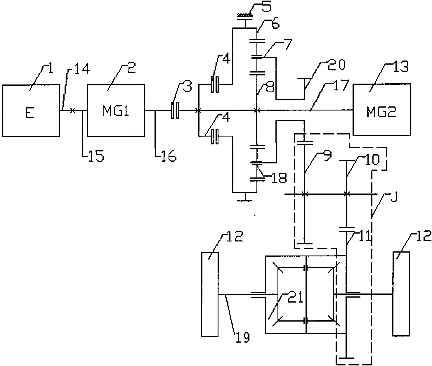 Hybrid driving system for automobile and gear operating method thereof