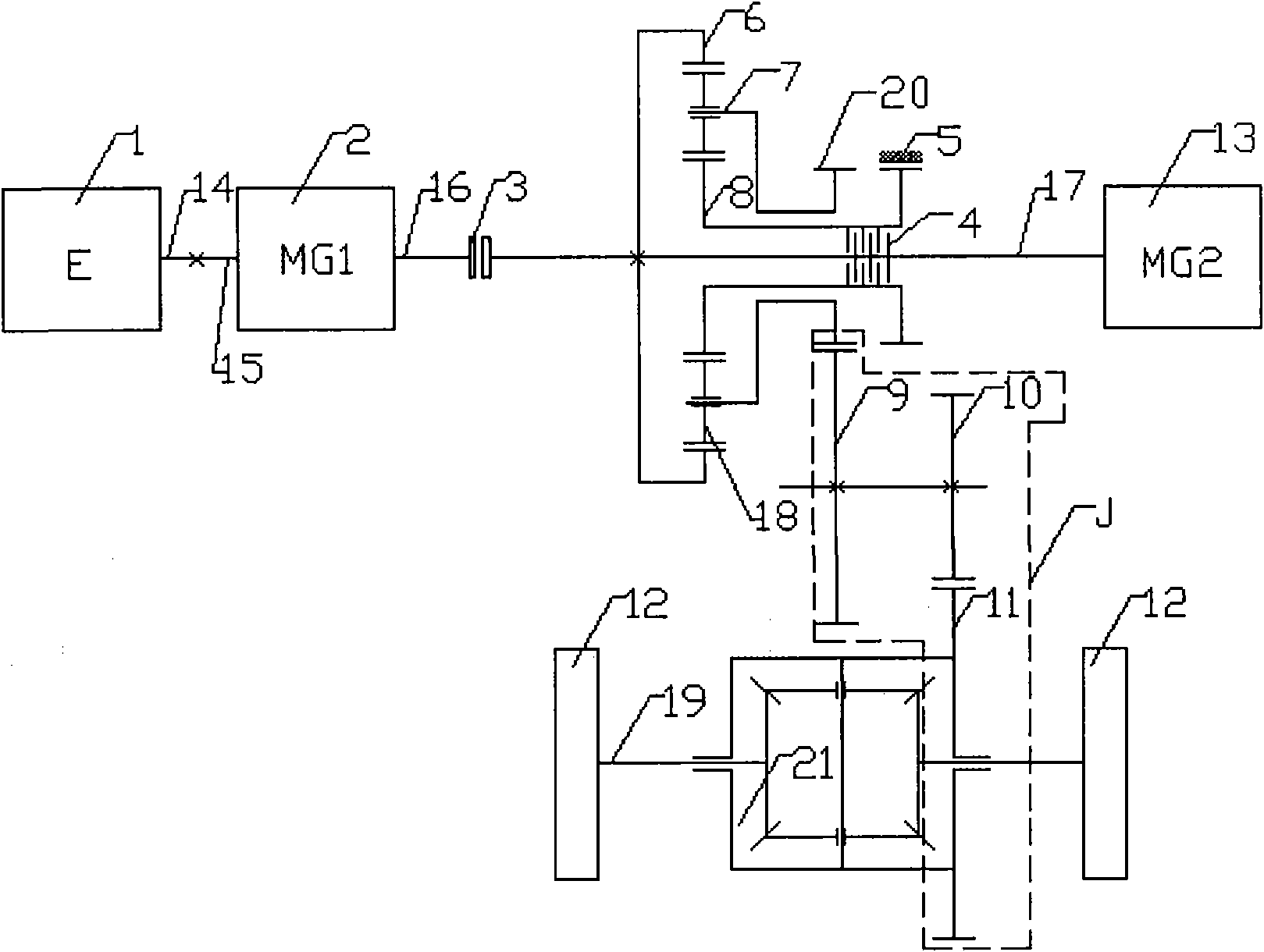 Hybrid driving system for automobile and gear operating method thereof